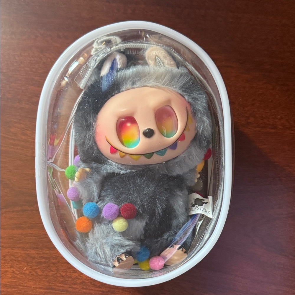 Gray Plush Keychain Rainbow Teeth NOT a LABUBU!